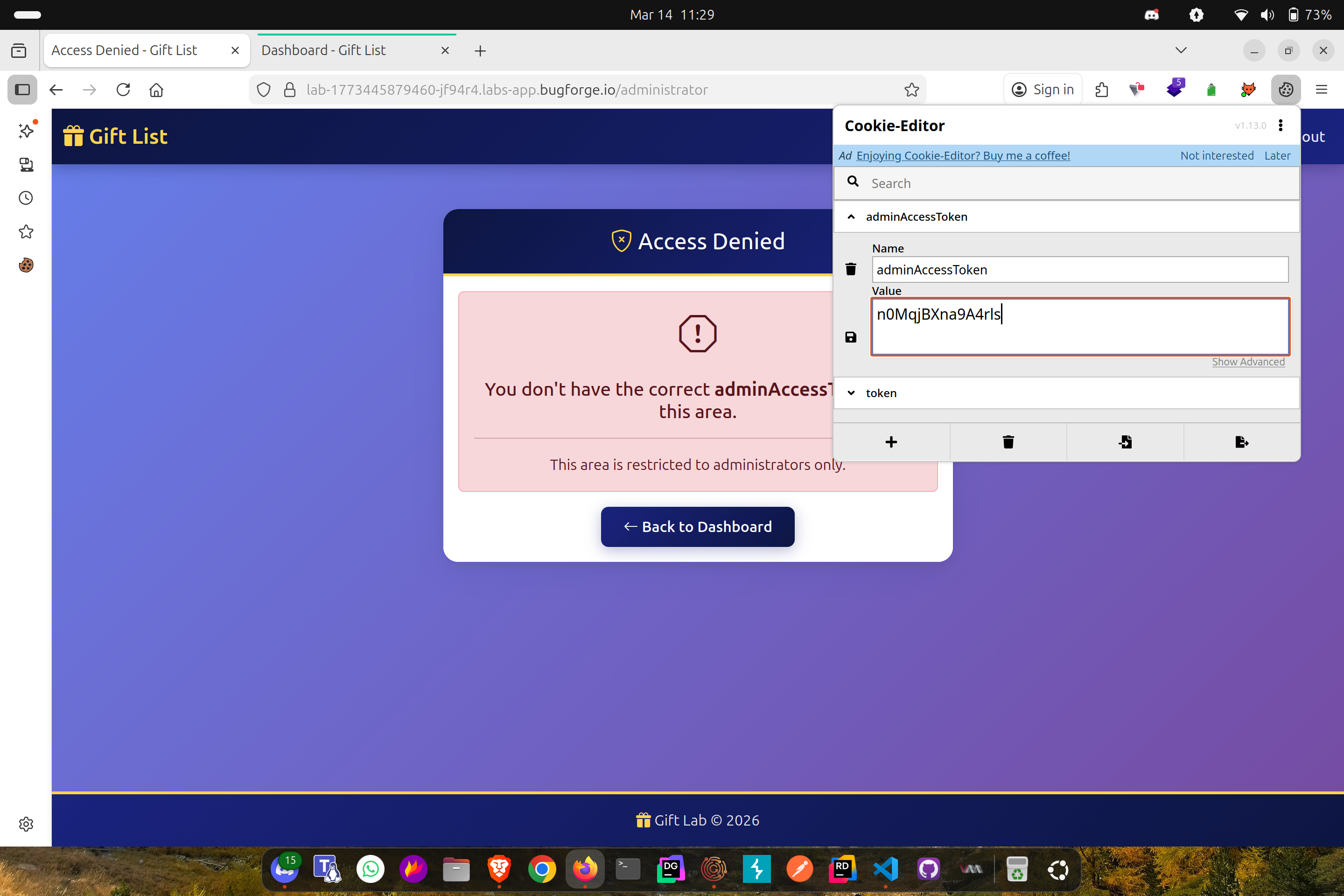 Update admin access token