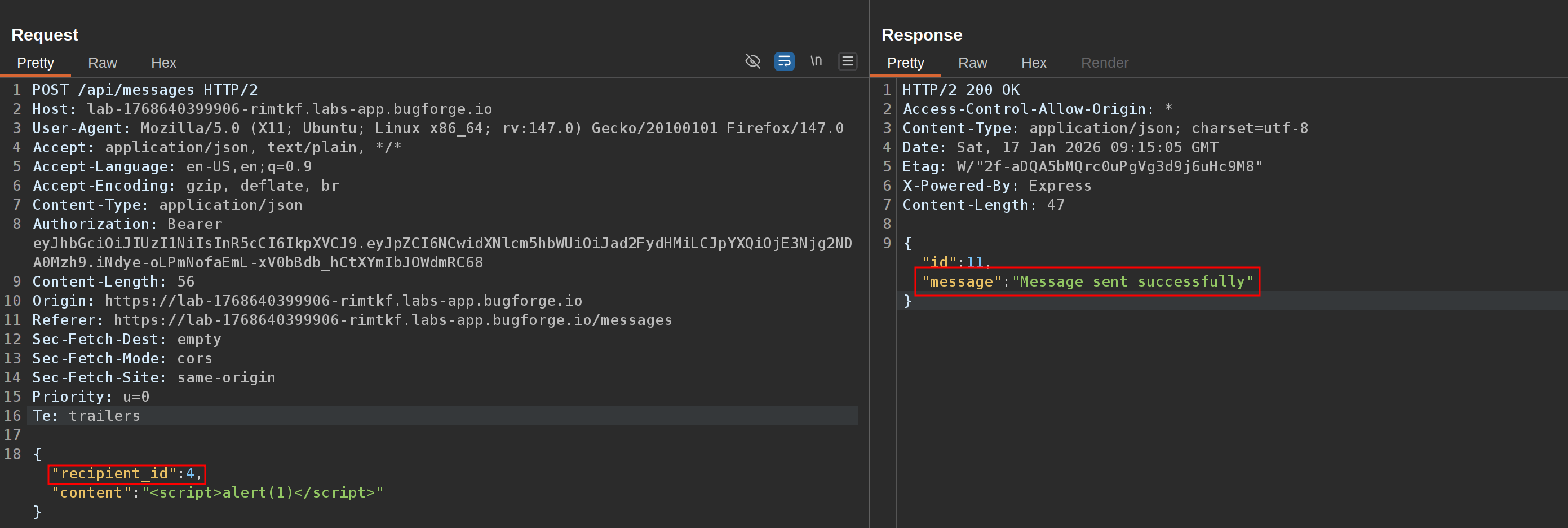 Sending a message to yourself