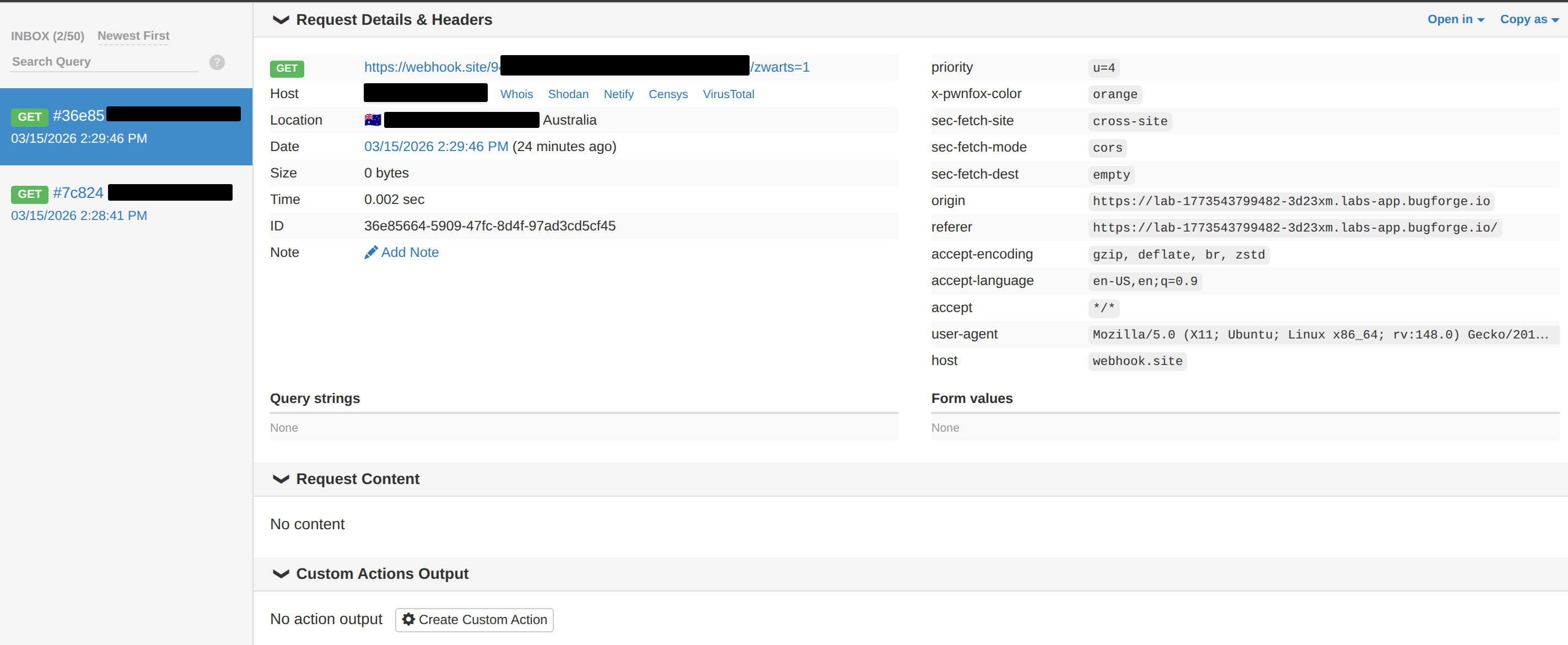 Website Hook - Request