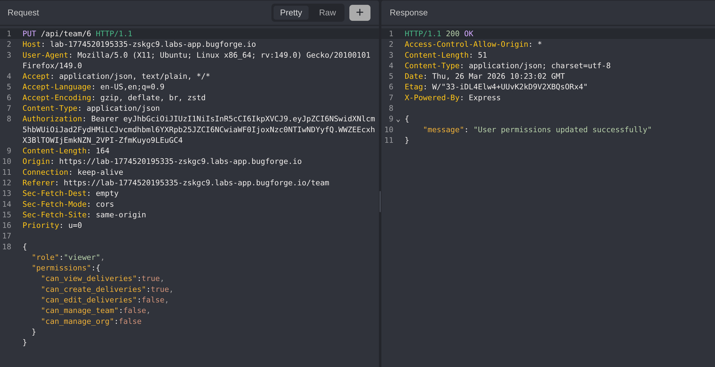 Update Team Member Request